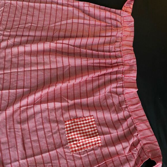 Handmade Red Gingham Apron with Pocket, Retro, Vintage Kitchen Wear OF-11 - Picture 2 of 11